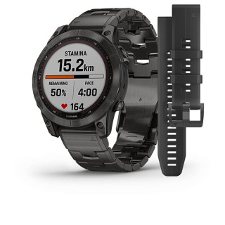 fēnix® 7 – Sapphire Solar Edition (Titane avec revêtement Carbon Gray DLC et bracelet titane Gray DLC)