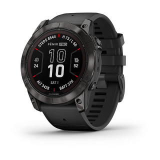 fēnix® 7X Pro Sapphire Solar Edition (Titane avec revêtement en Carbon Gray DLC et bracelet noir)