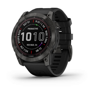 fēnix® 7X – Sapphire Solar Edition (Titane avec revêtement Carbon Gray DLC et bracelet noir)