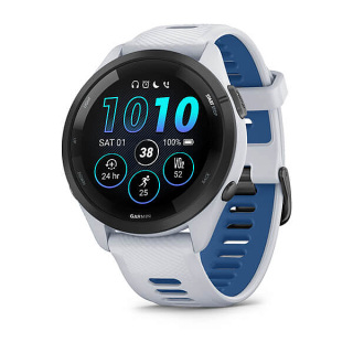 Forerunner® 265 (blanche et bracelet en silicone blanc/bleu)