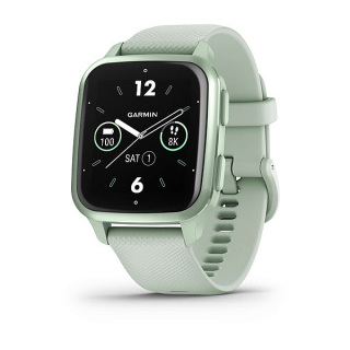 Venu® Sq 2 (Metallic Mint avec bracelet silicone vert d'eau)