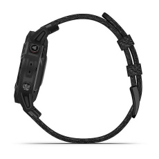 fēnix® 6 Pro and Sapphire (Revêtement en carbone amorphe noir avec bracelet en nylon noir chiné)