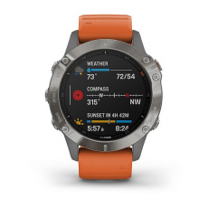 fēnix® 6 Pro and Sapphire (Titane avec bracelet orange)