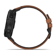 fēnix® 6X - Pro and Sapphire editions (Revêtement en carbone amorphe noir avec bracelet en cuir marron)