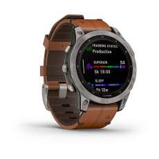 fēnix® 7 – Sapphire Solar Edition (Titane avec bracelet en cuir marron)