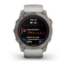 fēnix® 7X Pro Sapphire Solar Edition (Titanium avec bracelet gris / orange)