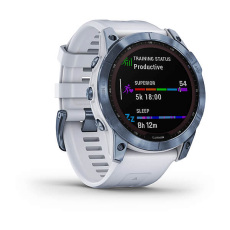 fēnix® 7X – Sapphire Solar Edition (Titane avec revêtement Cobalt Blue DLC et bracelet blanc)