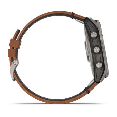 fēnix® 7X – Sapphire Solar Edition (Titane avec revêtement Titanium et bracelet en cuir marron)