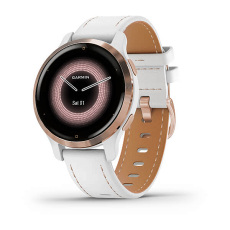 Venu® 2S (Rose Gold avec bracelets en silicone & en cuir Italien blancs)