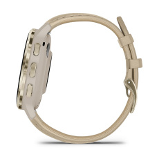 Venu® 3S (Lunette en acier inoxydable Soft Gold avec boîtier et bracelet en cuir lin)