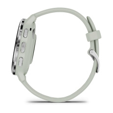 Venu® 3S (Lunette Silver en acier inoxydable avec boîtier vert sauge et bracelet en silicone vert sauge)