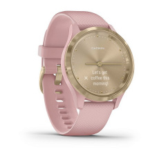 vívomove® 3S (Lunette gold en acier inoxydable avec bracelet en silicone et boîtier rose poudré)