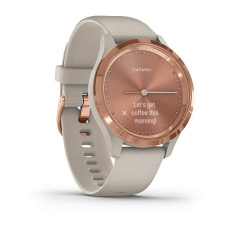 vívomove® 3S (Lunette rose gold en acier inoxydable avec bracelet en silicone et boîtier sable)