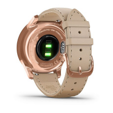 vívomove® Luxe (Boîtier Rose Gold avec dépôt physique en phase vapeur 18K en acier inoxydable avec bracelet en cuir italien sable)