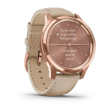 vívomove® Luxe (Boîtier Rose Gold avec dépôt physique en phase vapeur 18K en acier inoxydable avec bracelet en cuir italien sable)