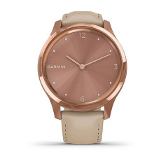 vívomove® Luxe (Boîtier Rose Gold avec dépôt physique en phase vapeur 18K en acier inoxydable avec bracelet en cuir italien sable)