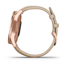 vívomove® Luxe (Boîtier Rose Gold avec dépôt physique en phase vapeur 18K en acier inoxydable avec bracelet en cuir italien sable)