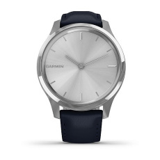 vívomove® Luxe (Boîtier Silver avec dépôt physique en phase vapeur en acier inoxydable avec bracelet en cuir italien bleu marine)